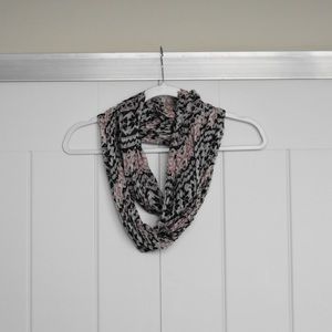 Black, white, pink infinity scarf